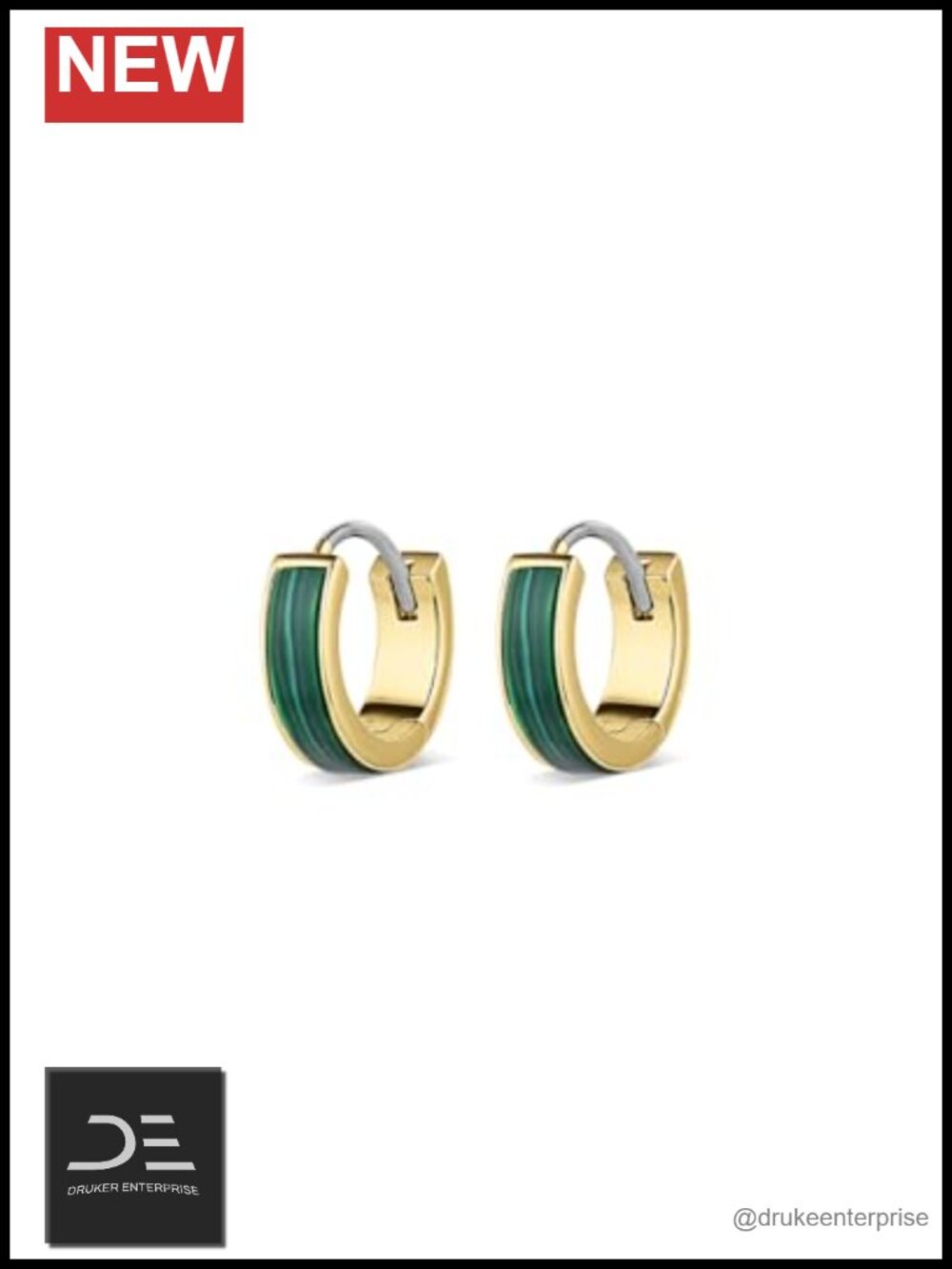 18K Gold Plated Marble Rose Huggie Earrings